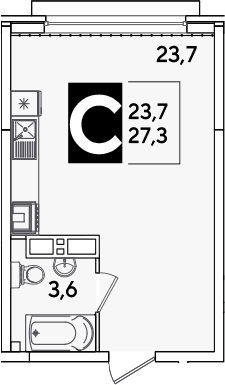 Продается 1-комн. квартира, 27.3 м²