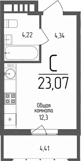 Планировка 20.86 м²