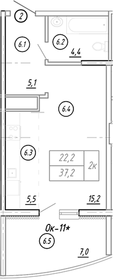 Студия · 33.4 м²