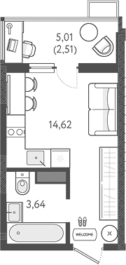 Планировка 18.26 м²