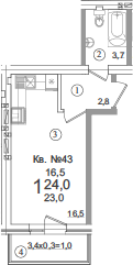Планировка 23 м²