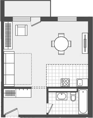 Планировка 43.9 м²