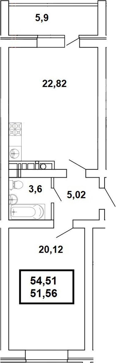 Планировка 51.56 м²
