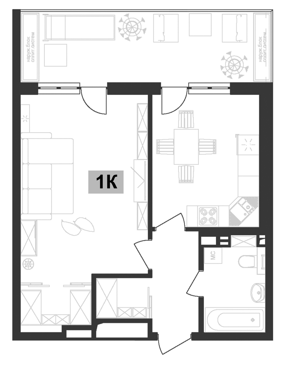 Планировка 42.69 м²