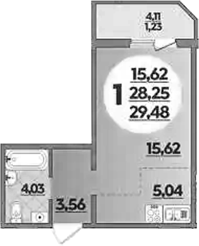 Студия квартира, 28.25 м² в ЖК Южная долина