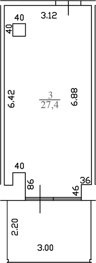 Студия · 27.4 м²