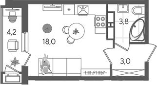 Студия · 24.8 м²