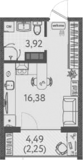 Планировка 20.3 м²