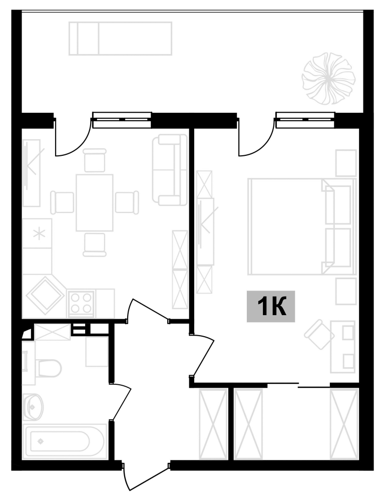 Продается 1-комн. квартира, 45.49 м²