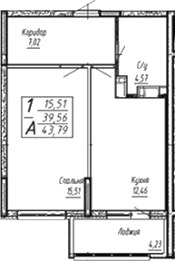 Планировка 42.5 м²