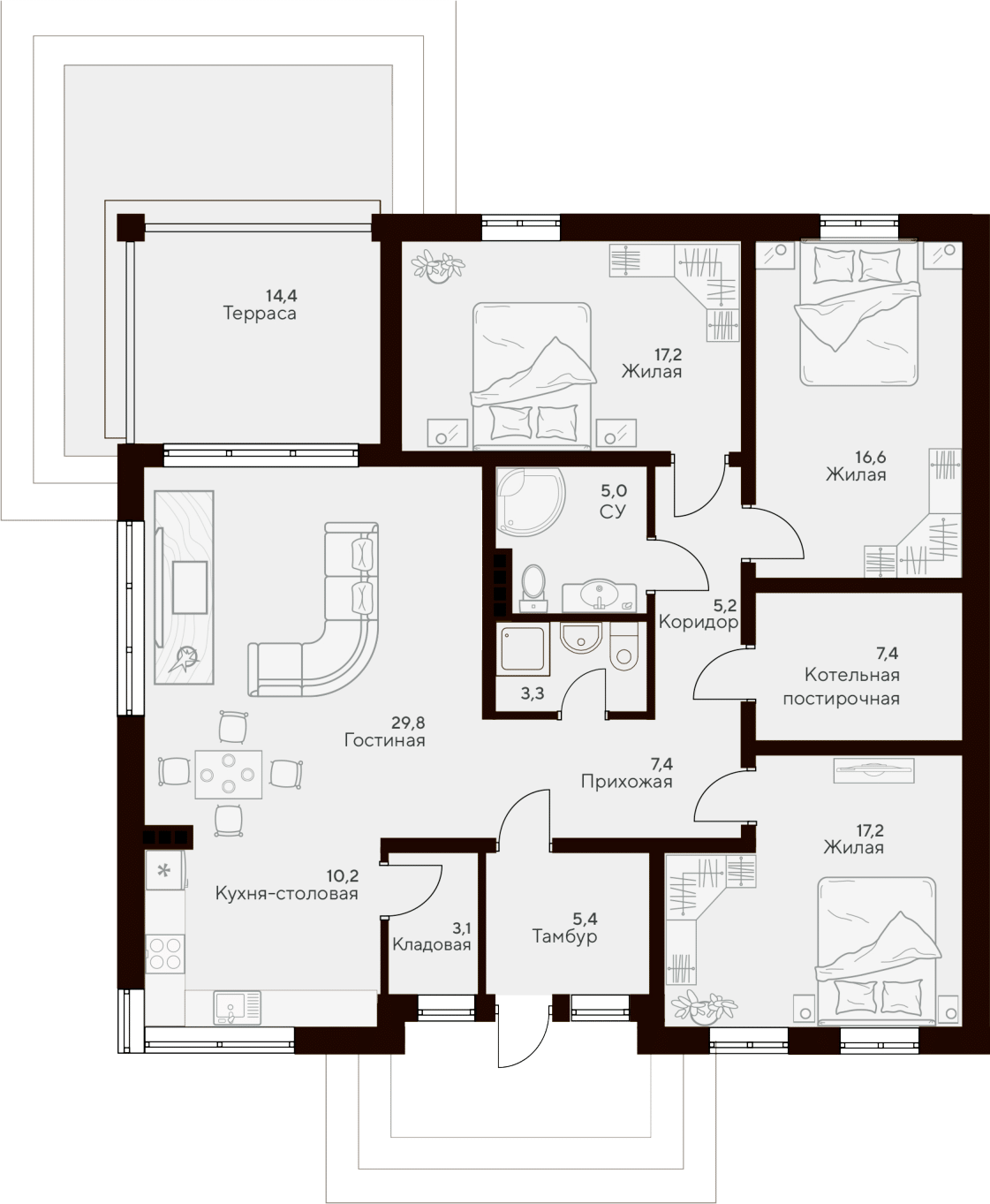 Планировка 127.8 м²