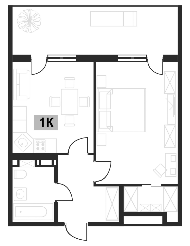 Планировка 44.09 м²