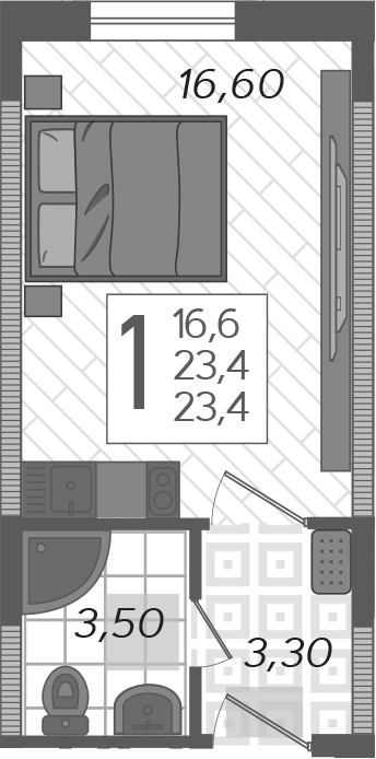 Студия · 23.4 м²