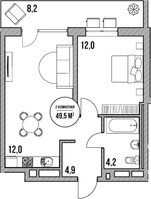 Продается 2-комн. квартира, 41.3 м²