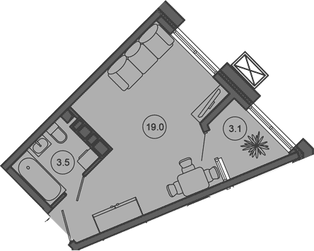 Планировка 22.5 м²