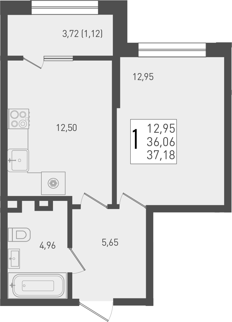 Планировка 36.06 м²