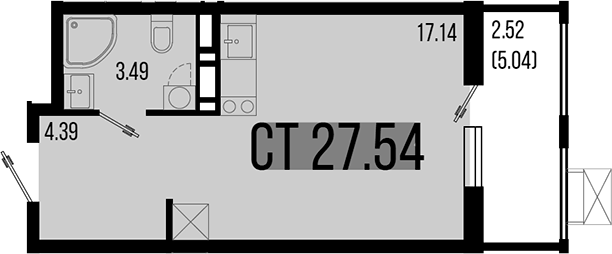 Планировка 25.02 м²