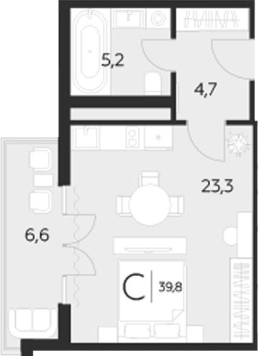 Студия · 33.2 м²