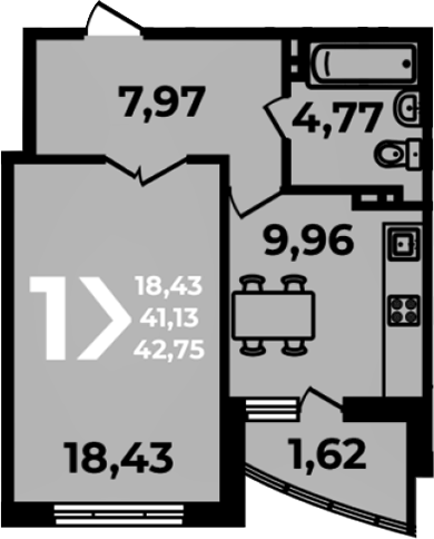 Планировка 41.13 м²