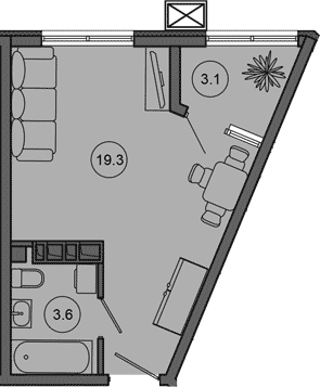 Студия · 22.9 м²