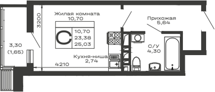 Планировка 23.38 м²