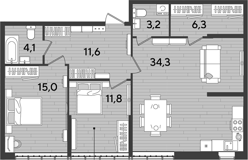 Продается 2-комн. квартира, 85.8 м²