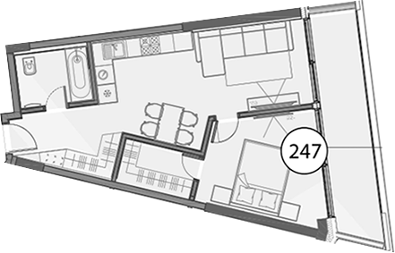 Планировка 57.4 м²