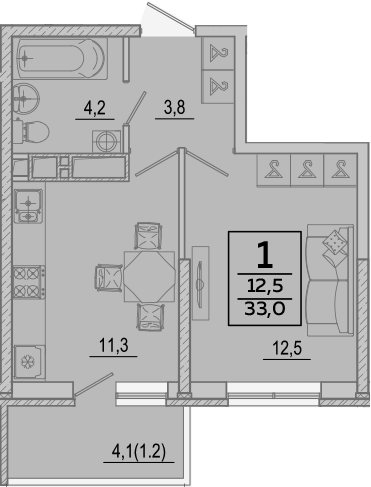 Продается 1-комн. квартира, 31.8 м²