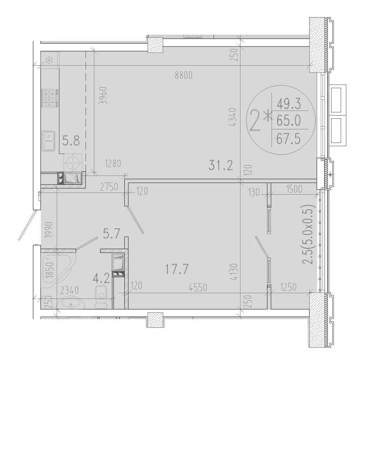 Планировка 65 м²