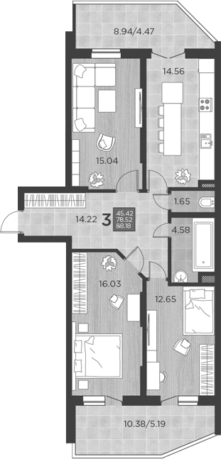 Планировка 78.52 м²