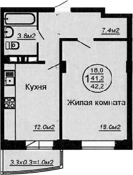 Планировка 44.25 м²