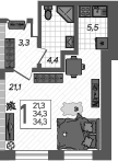 Планировка 36.7 м²