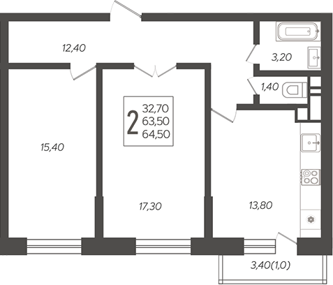 Планировка 63.5 м²