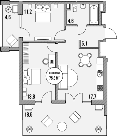 Продается 2-комн. квартира, 52.4 м²