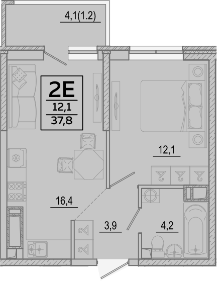 Планировка 36.6 м²