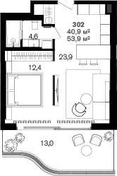 Планировка 40.9 м²