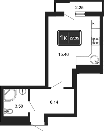 Планировка 22.85 м²