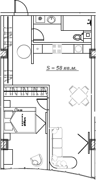 Планировка 58.8 м²