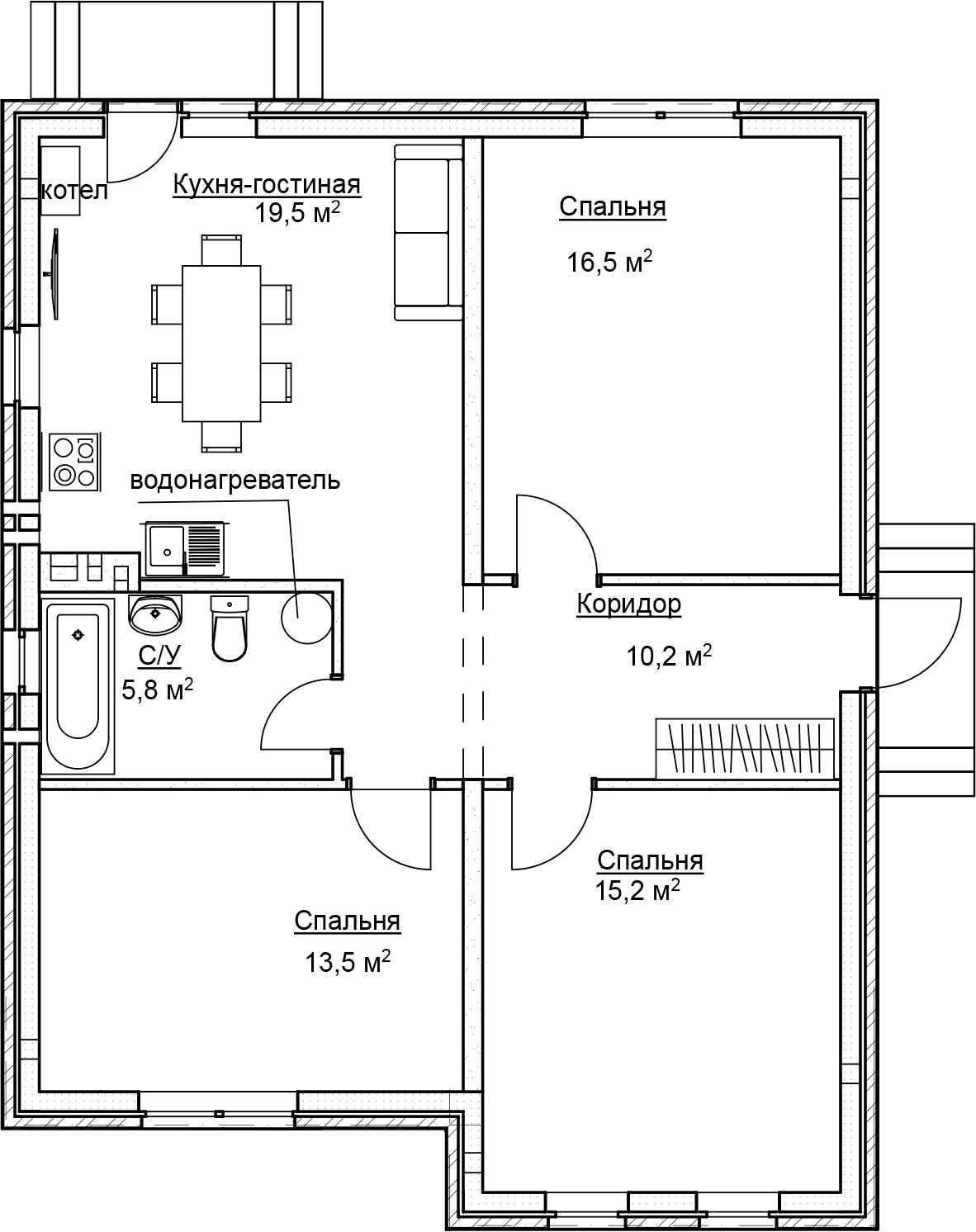 Планировка 90 м²
