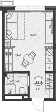 Планировка 25.3 м²