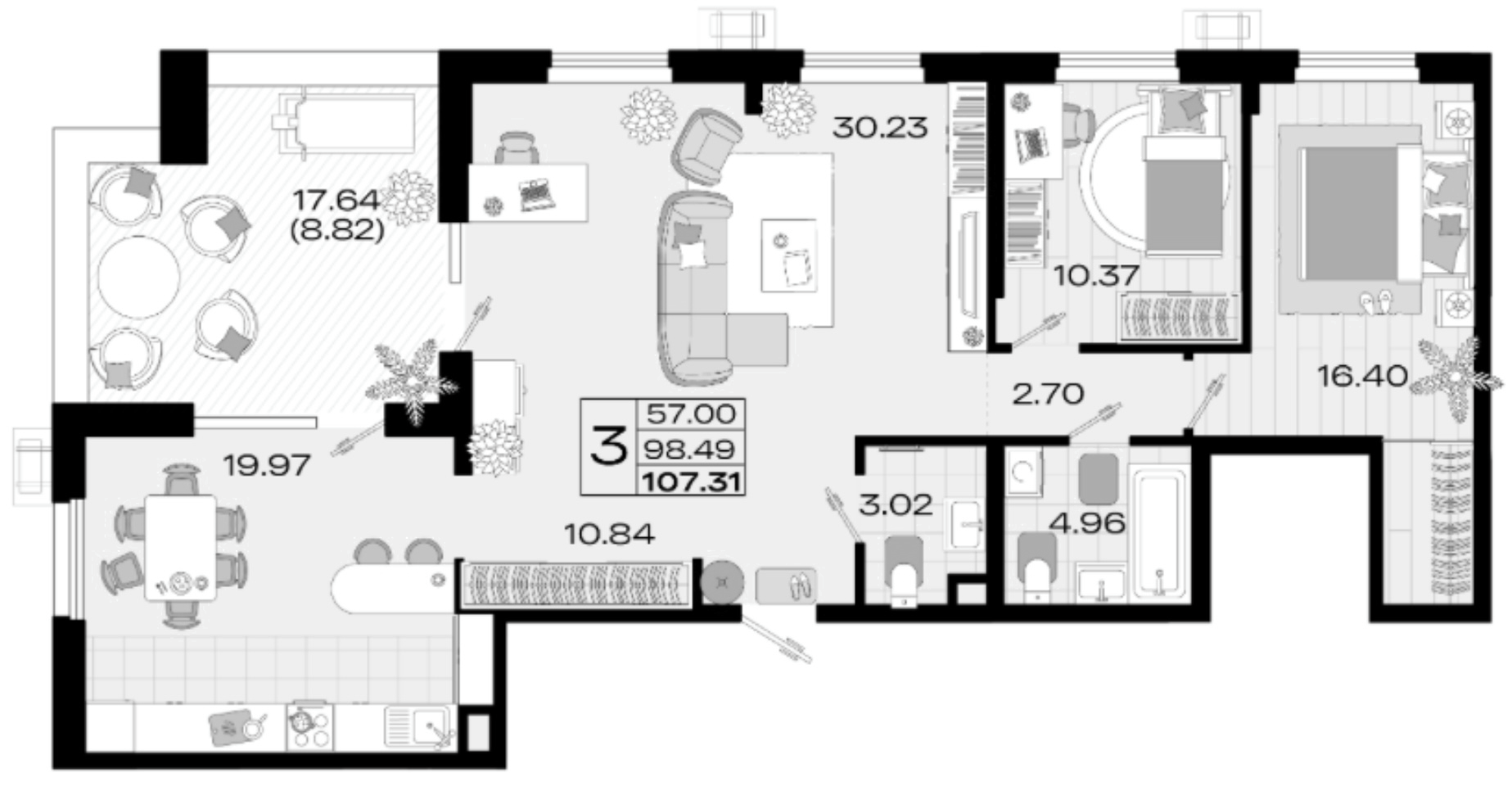 Планировка 93.71 м²