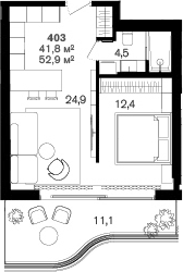 Планировка 41.8 м²
