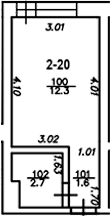 Планировка 16.6 м²