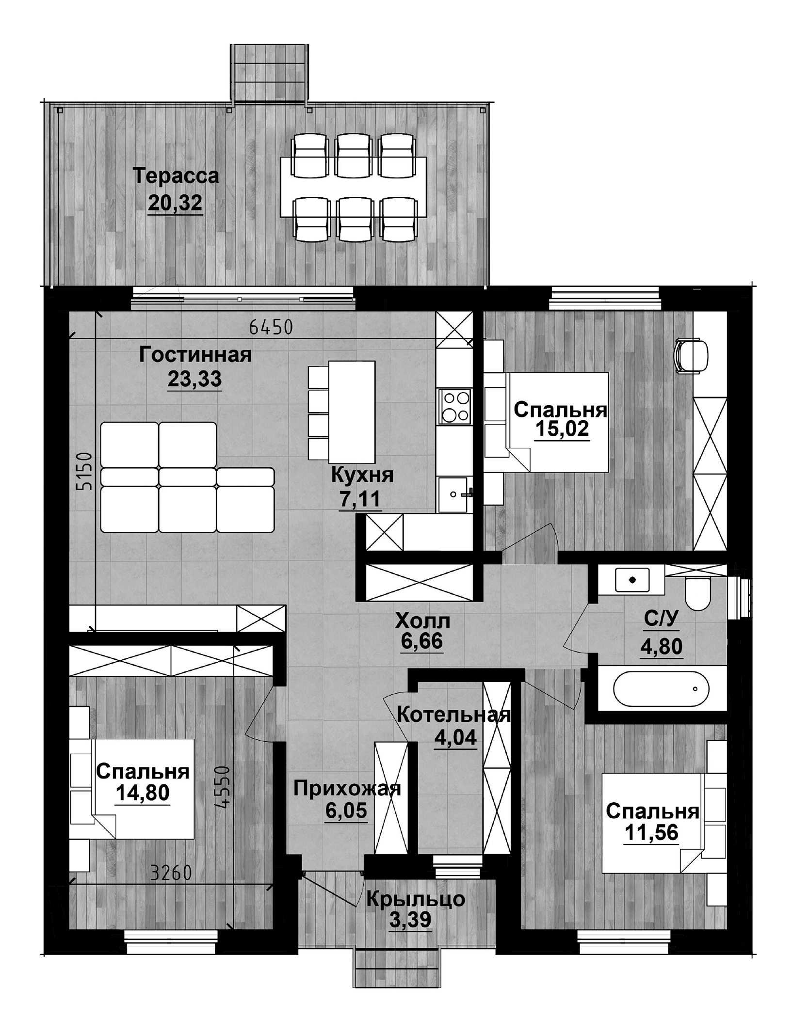 Планировка 97.68 м²
