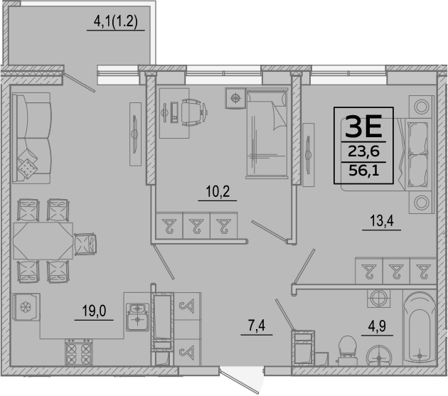 Продается 3-комн. квартира, 54.9 м²
