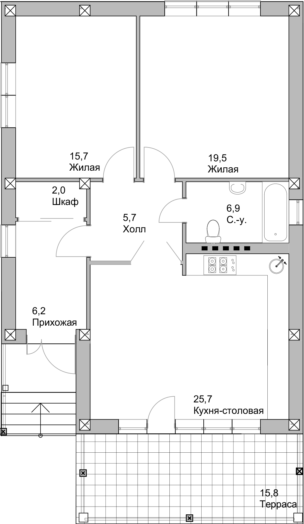 Планировка 75.26 м²