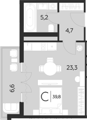 Студия · 33.2 м²