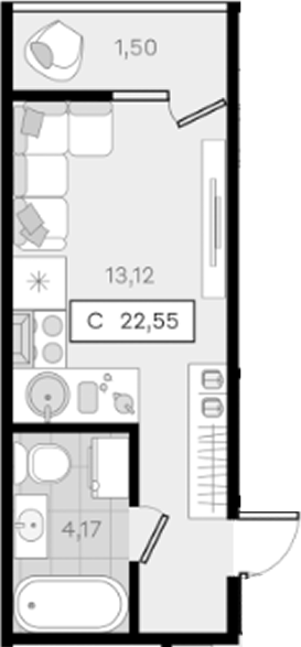 Планировка 21.08 м²