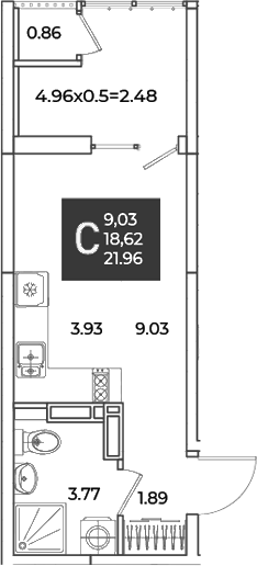 Планировка 18.62 м²