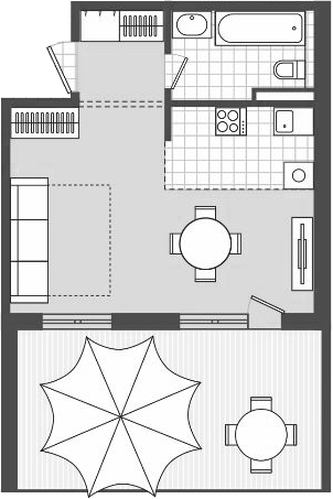 Планировка 54.3 м²